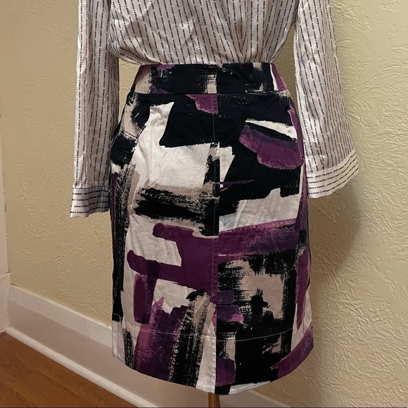 MAX MARA weekend line cotton purple geometric patterned midi skirt - Picture 3 of 9